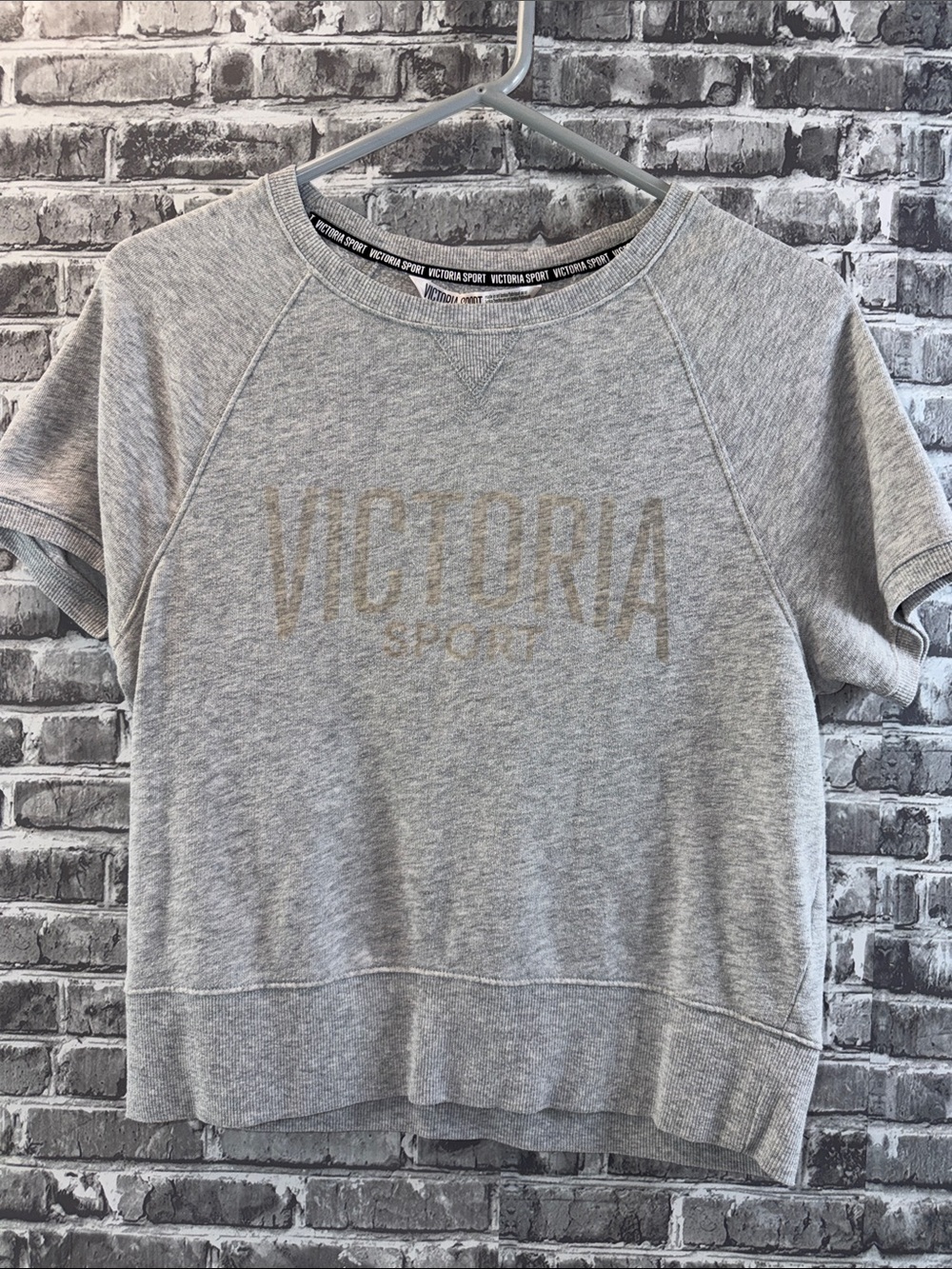 Victoria's Sport Short Sleeve Grey Sweatshirt Top